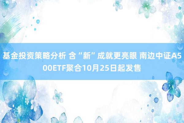 基金投资策略分析 含“新”成就更亮眼 南边中证A500ETF聚合10月25日起发售