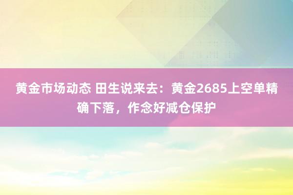 黄金市场动态 田生说来去：黄金2685上空单精确下落，作念好减仓保护