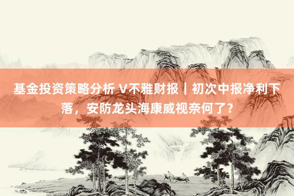 基金投资策略分析 V不雅财报｜初次中报净利下落，安防龙头海康威视奈何了？