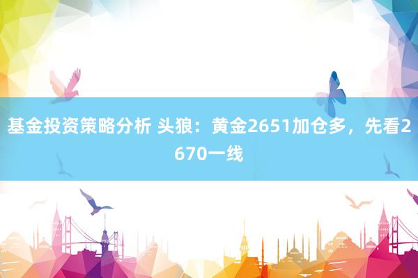 基金投资策略分析 头狼：黄金2651加仓多，先看2670一线