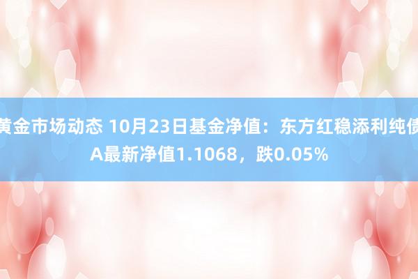 黄金市场动态 10月23日基金净值：东方红稳添利纯债A最新净值1.1068，跌0.05%