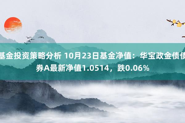 基金投资策略分析 10月23日基金净值：华宝政金债债券A最新净值1.0514，跌0.06%