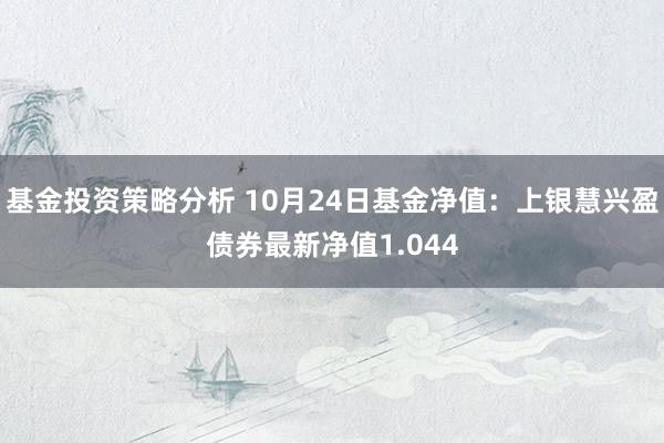 基金投资策略分析 10月24日基金净值：上银慧兴盈债券最新净值1.044