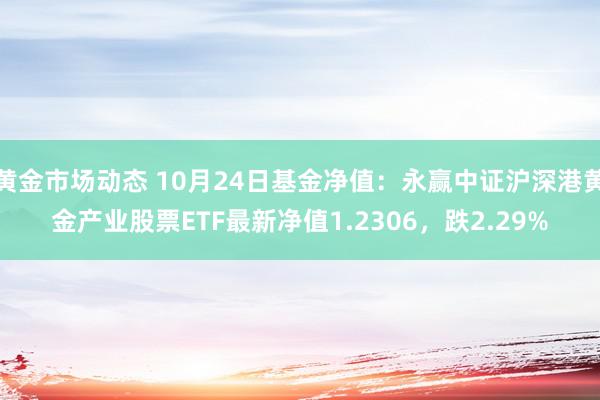 黄金市场动态 10月24日基金净值：永赢中证沪深港黄金产业股票ETF最新净值1.2306，跌2.29%