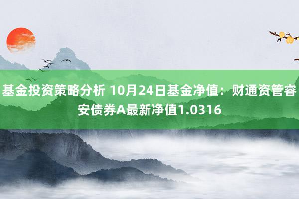 基金投资策略分析 10月24日基金净值：财通资管睿安债券A最新净值1.0316