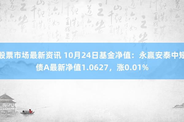 股票市场最新资讯 10月24日基金净值：永赢安泰中短债A最新净值1.0627，涨0.01%