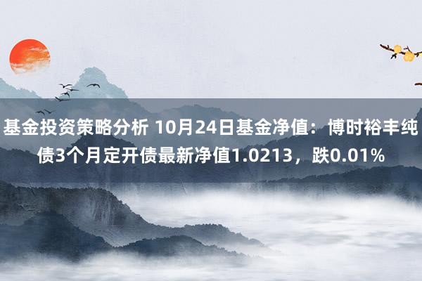 基金投资策略分析 10月24日基金净值：博时裕丰纯债3个月定开债最新净值1.0213，跌0.01%