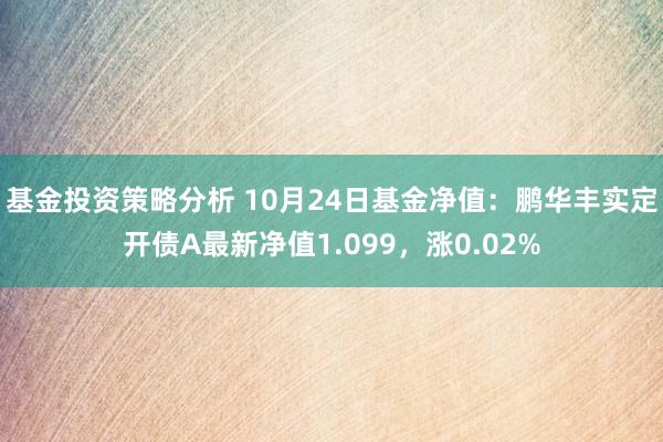 基金投资策略分析 10月24日基金净值：鹏华丰实定开债A最新净值1.099，涨0.02%