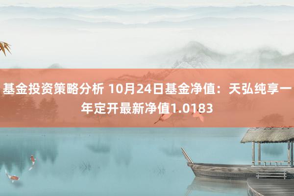 基金投资策略分析 10月24日基金净值：天弘纯享一年定开最新净值1.0183