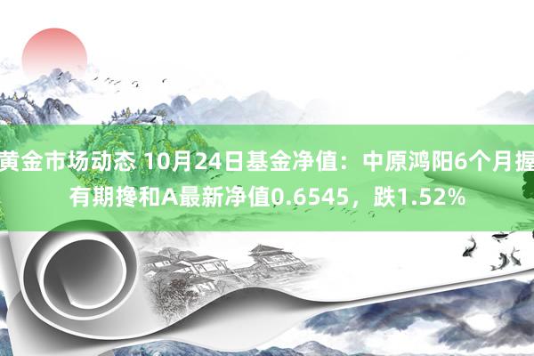 黄金市场动态 10月24日基金净值：中原鸿阳6个月握有期搀和A最新净值0.6545，跌1.52%