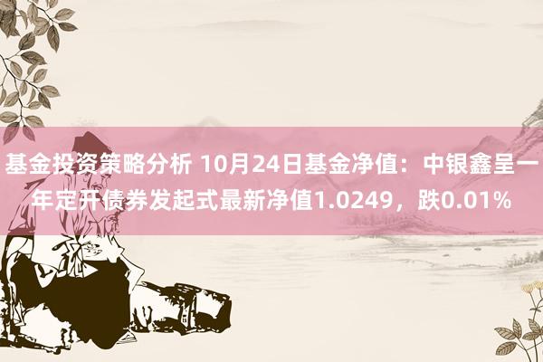 基金投资策略分析 10月24日基金净值：中银鑫呈一年定开债券发起式最新净值1.0249，跌0.01%