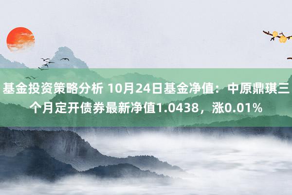 基金投资策略分析 10月24日基金净值：中原鼎琪三个月定开债券最新净值1.0438，涨0.01%