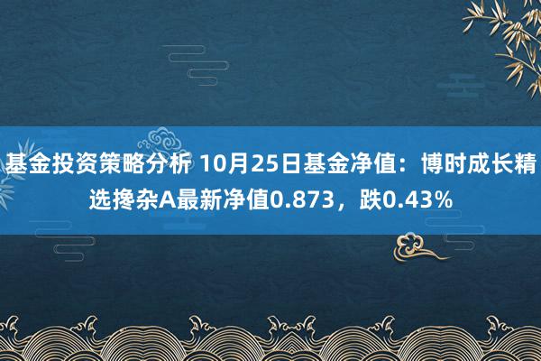 基金投资策略分析 10月25日基金净值：博时成长精选搀杂A最新净值0.873，跌0.43%