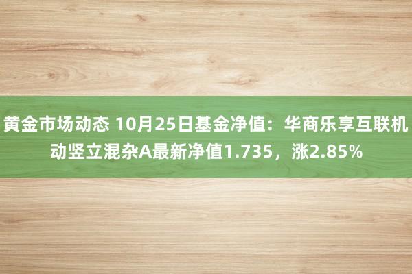 黄金市场动态 10月25日基金净值：华商乐享互联机动竖立混杂A最新净值1.735，涨2.85%