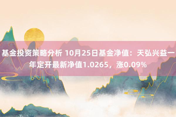 基金投资策略分析 10月25日基金净值：天弘兴益一年定开最新净值1.0265，涨0.09%