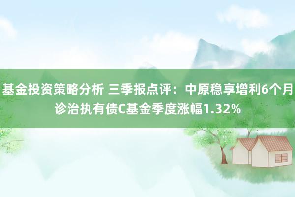 基金投资策略分析 三季报点评：中原稳享增利6个月诊治执有债C基金季度涨幅1.32%