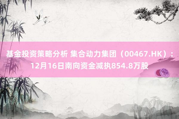 基金投资策略分析 集合动力集团（00467.HK）：12月16日南向资金减执854.8万股