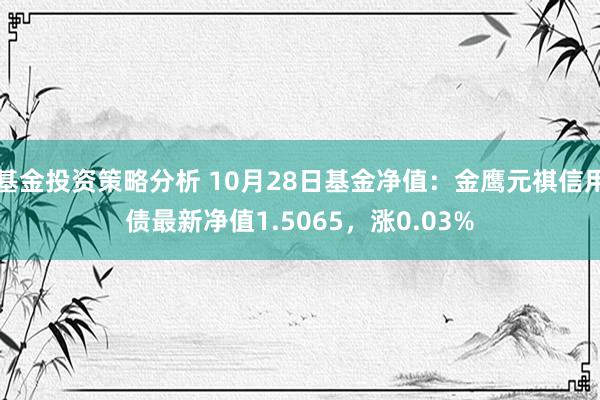 基金投资策略分析 10月28日基金净值：金鹰元祺信用债最新净值1.5065，涨0.03%