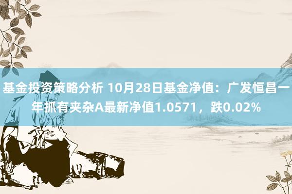 基金投资策略分析 10月28日基金净值：广发恒昌一年抓有夹杂A最新净值1.0571，跌0.02%