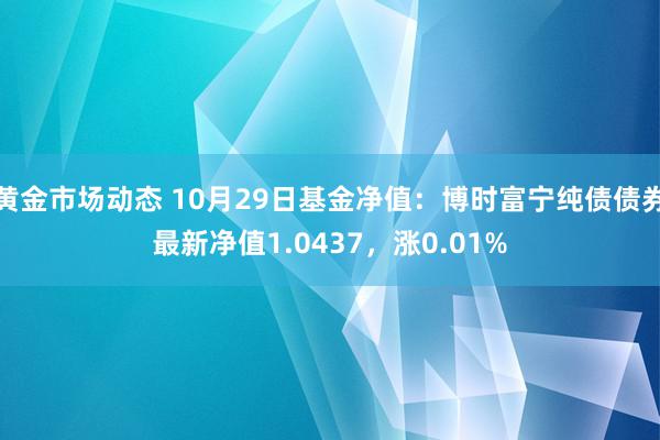 黄金市场动态 10月29日基金净值：博时富宁纯债债券最新净值1.0437，涨0.01%