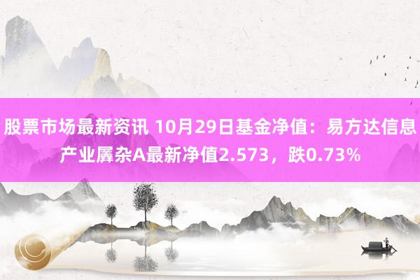 股票市场最新资讯 10月29日基金净值：易方达信息产业羼杂A最新净值2.573，跌0.73%