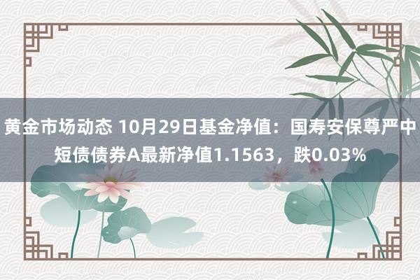 黄金市场动态 10月29日基金净值：国寿安保尊严中短债债券A最新净值1.1563，跌0.03%