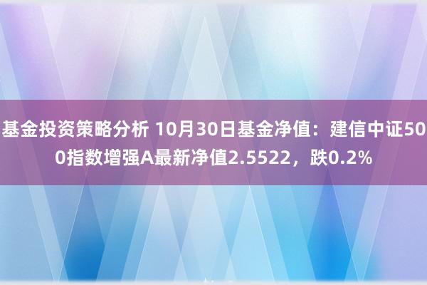 基金投资策略分析 10月30日基金净值：建信中证500指数增强A最新净值2.5522，跌0.2%