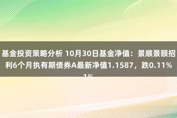 基金投资策略分析 10月30日基金净值：景顺景颐招利6个月执有期债券A最新净值1.1587，跌0.11%