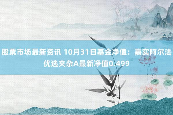 股票市场最新资讯 10月31日基金净值：嘉实阿尔法优选夹杂A最新净值0.499