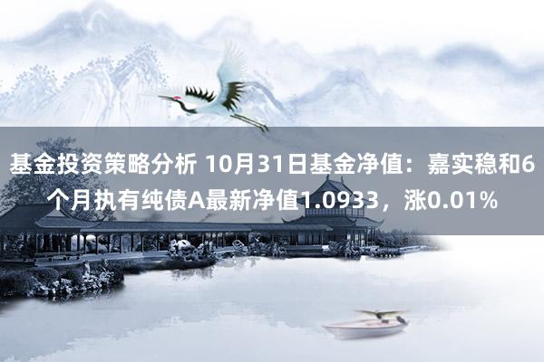 基金投资策略分析 10月31日基金净值：嘉实稳和6个月执有纯债A最新净值1.0933，涨0.01%