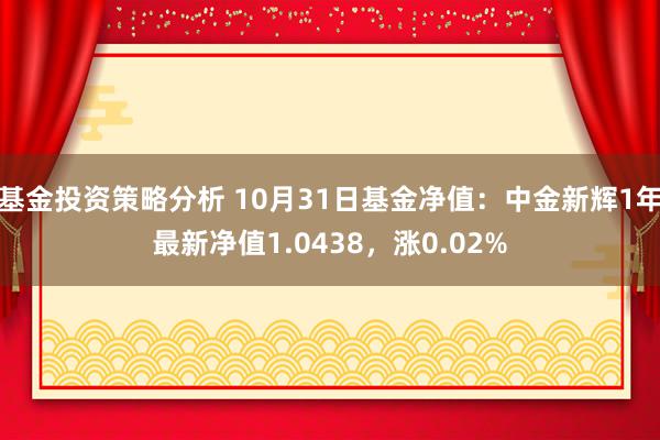 基金投资策略分析 10月31日基金净值：中金新辉1年最新净值1.0438，涨0.02%