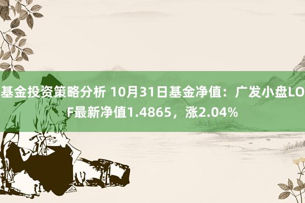 基金投资策略分析 10月31日基金净值：广发小盘LOF最新净值1.4865，涨2.04%