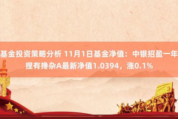 基金投资策略分析 11月1日基金净值：中银招盈一年捏有搀杂A最新净值1.0394，涨0.1%