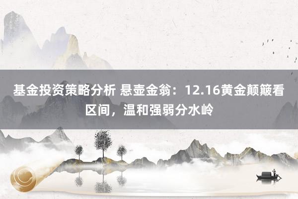 基金投资策略分析 悬壶金翁：12.16黄金颠簸看区间，温和强弱分水岭