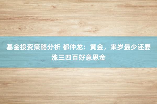 基金投资策略分析 都仲龙：黄金，来岁最少还要涨三四百好意思金