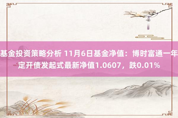 基金投资策略分析 11月6日基金净值：博时富通一年定开债发起式最新净值1.0607，跌0.01%