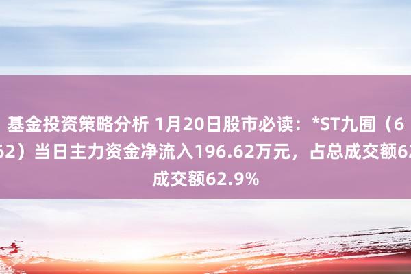 基金投资策略分析 1月20日股市必读：*ST九囿（600462）当日主力资金净流入196.62万元，占总成交额62.9%