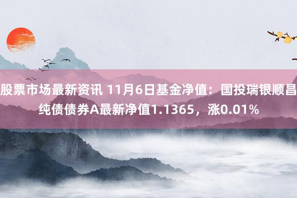 股票市场最新资讯 11月6日基金净值：国投瑞银顺昌纯债债券A最新净值1.1365，涨0.01%