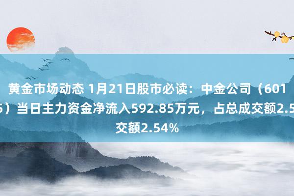 黄金市场动态 1月21日股市必读：中金公司（601995）当日主力资金净流入592.85万元，占总成交额2.54%