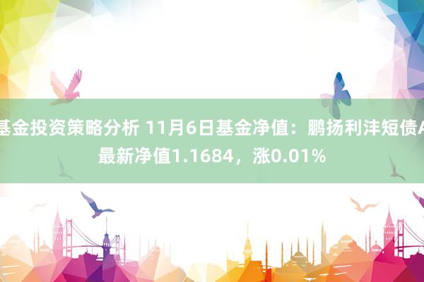 基金投资策略分析 11月6日基金净值：鹏扬利沣短债A最新净值1.1684，涨0.01%