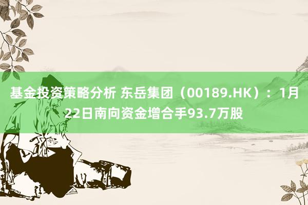 基金投资策略分析 东岳集团（00189.HK）：1月22日南向资金增合手93.7万股