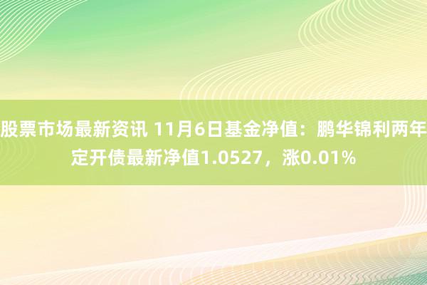 股票市场最新资讯 11月6日基金净值：鹏华锦利两年定开债最新净值1.0527，涨0.01%