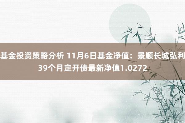 基金投资策略分析 11月6日基金净值：景顺长城弘利39个月定开债最新净值1.0272