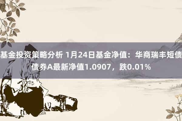 基金投资策略分析 1月24日基金净值：华商瑞丰短债债券A最新净值1.0907，跌0.01%