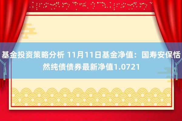 基金投资策略分析 11月11日基金净值：国寿安保恬然纯债债券最新净值1.0721