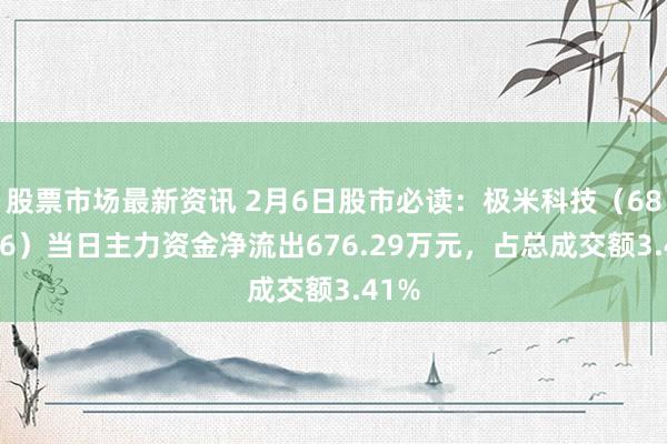 股票市场最新资讯 2月6日股市必读：极米科技（688696）当日主力资金净流出676.29万元，占总成交额3.41%