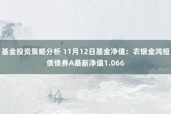 基金投资策略分析 11月12日基金净值：农银金鸿短债债券A最新净值1.066