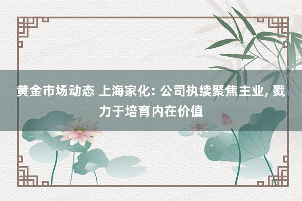 黄金市场动态 上海家化: 公司执续聚焦主业, 戮力于培育内在价值