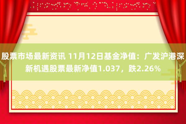 股票市场最新资讯 11月12日基金净值：广发沪港深新机遇股票最新净值1.037，跌2.26%