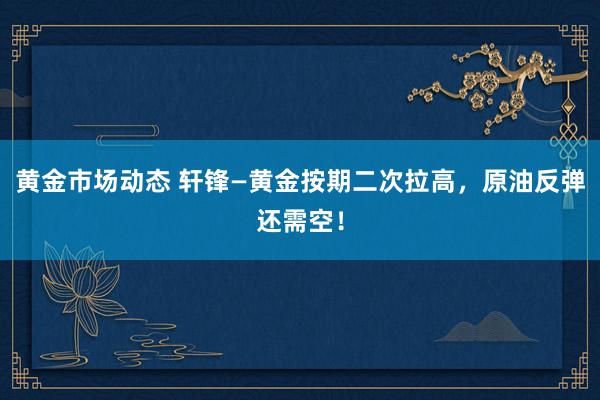 黄金市场动态 轩锋—黄金按期二次拉高，原油反弹还需空！